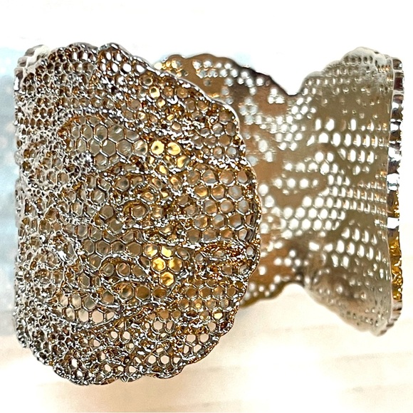 AURELIE BIDERMANN Rose Gold Lace Cuff Bracelet Authentic Jewelry France Like New - Picture 9 of 14